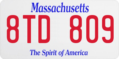 MA license plate 8TD809