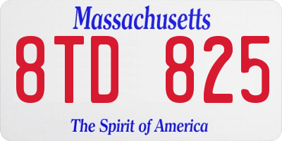 MA license plate 8TD825