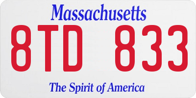MA license plate 8TD833