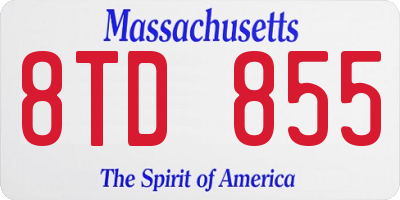 MA license plate 8TD855