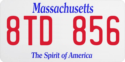 MA license plate 8TD856