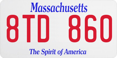 MA license plate 8TD860