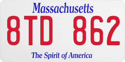 MA license plate 8TD862