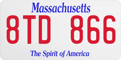 MA license plate 8TD866