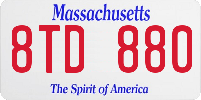 MA license plate 8TD880