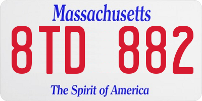 MA license plate 8TD882