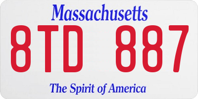 MA license plate 8TD887
