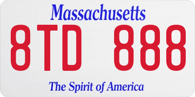 MA license plate 8TD888