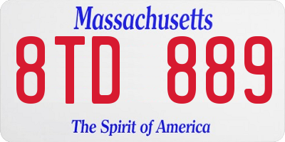 MA license plate 8TD889