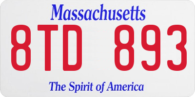 MA license plate 8TD893