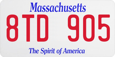 MA license plate 8TD905