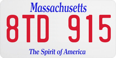 MA license plate 8TD915