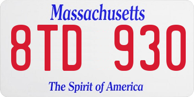 MA license plate 8TD930