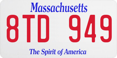 MA license plate 8TD949