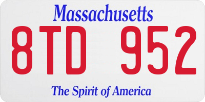 MA license plate 8TD952