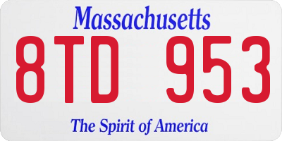 MA license plate 8TD953