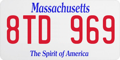 MA license plate 8TD969