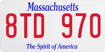 MA license plate 8TD970