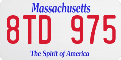 MA license plate 8TD975