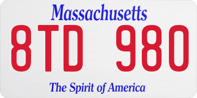MA license plate 8TD980