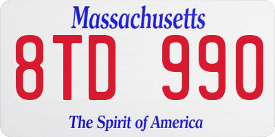 MA license plate 8TD990