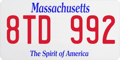 MA license plate 8TD992