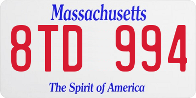 MA license plate 8TD994