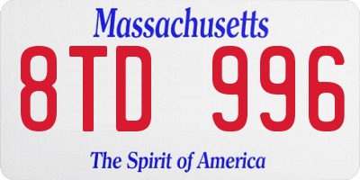 MA license plate 8TD996