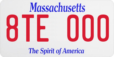 MA license plate 8TE000