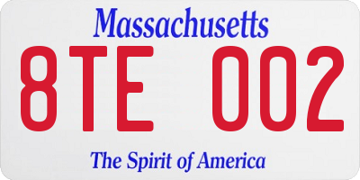 MA license plate 8TE002