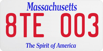 MA license plate 8TE003
