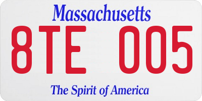 MA license plate 8TE005