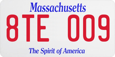 MA license plate 8TE009