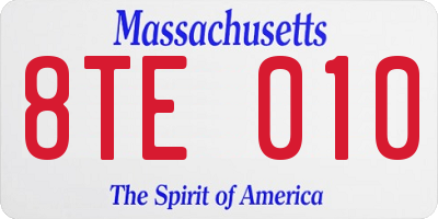 MA license plate 8TE010