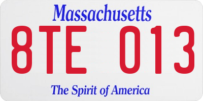 MA license plate 8TE013