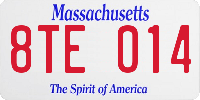 MA license plate 8TE014