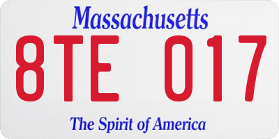 MA license plate 8TE017