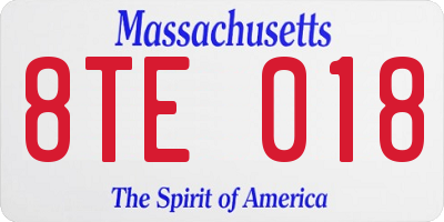 MA license plate 8TE018