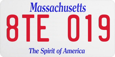 MA license plate 8TE019