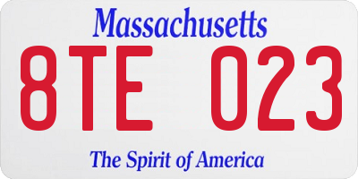 MA license plate 8TE023
