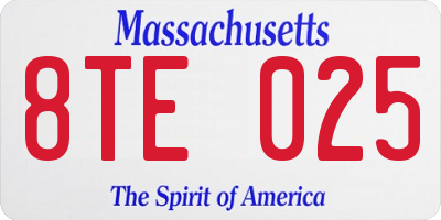 MA license plate 8TE025