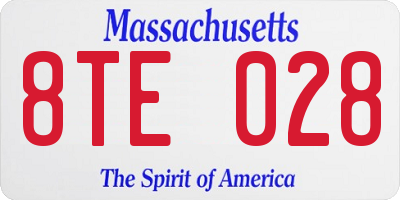 MA license plate 8TE028