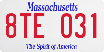 MA license plate 8TE031