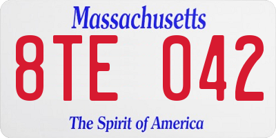 MA license plate 8TE042