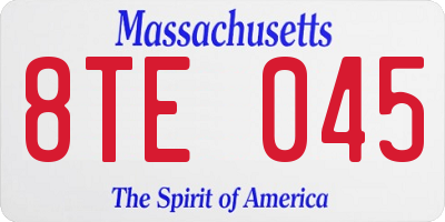 MA license plate 8TE045