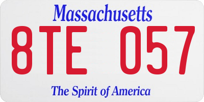 MA license plate 8TE057