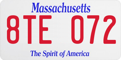 MA license plate 8TE072