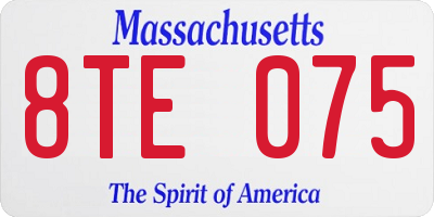 MA license plate 8TE075