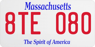 MA license plate 8TE080