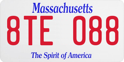 MA license plate 8TE088